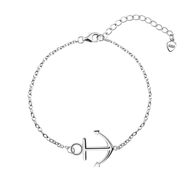 [Australia] - VENSERI S925 Sterling Silver Jewelry Anchor Adjustable Anklet Shall Pearl Beautiful Anchor Bracelet The Strength of Our Anchors Birthday Gift Anklet 10inch 