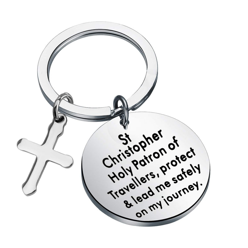 [Australia] - bobauna St Christopher Traveller Keychain St Christopher Holy Patron of Travellers Protect and Lead Me Safely On My Journey Religious Safe Travel Gift St Christopher journey keychain 