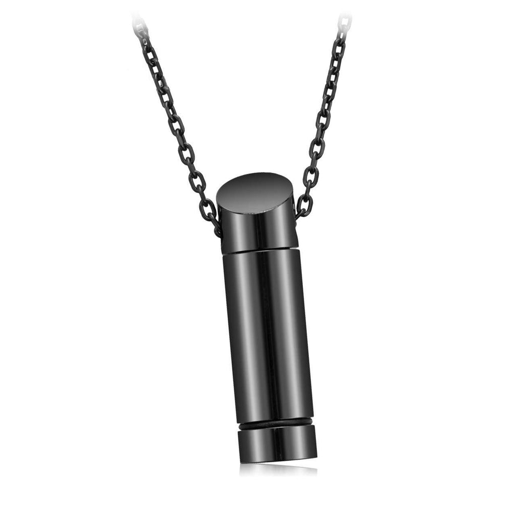 [Australia] - PiercingJ Personalized Custom Cremation Urn Pendant Necklace for Ashes Stainless Steel Bar Urn Necklace Remembrance Memorial Ash Pendant Keepsake Jewelry for Men Women Black (Non Engraving) 