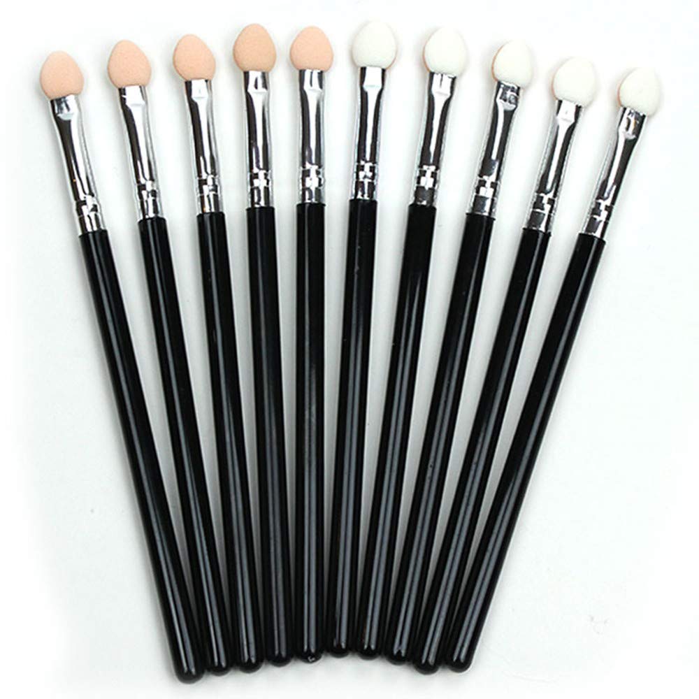 [Australia] - Two-color Rubber Cotton Eye Makeup Brushes - Sponge Applicator Oval Tipped Eyeliner Brush Eyeshadow Brush Makeup Brush Tool (10 PCS) 