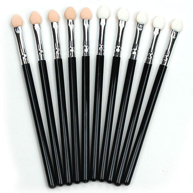 [Australia] - Two-color Rubber Cotton Eye Makeup Brushes - Sponge Applicator Oval Tipped Eyeliner Brush Eyeshadow Brush Makeup Brush Tool (10 PCS) 