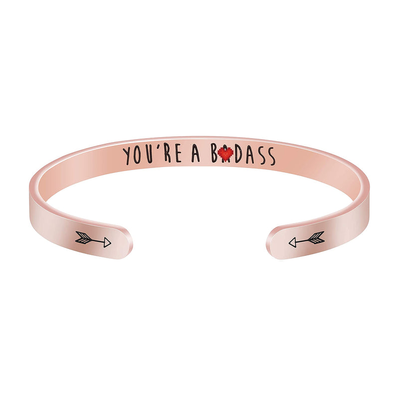 [Australia] - Joycuff Motivational Bracelet for Women Cuff Bangle Stainless Steel Open Engraved Inspirational Jewelry 0-You're a b*d*ss 