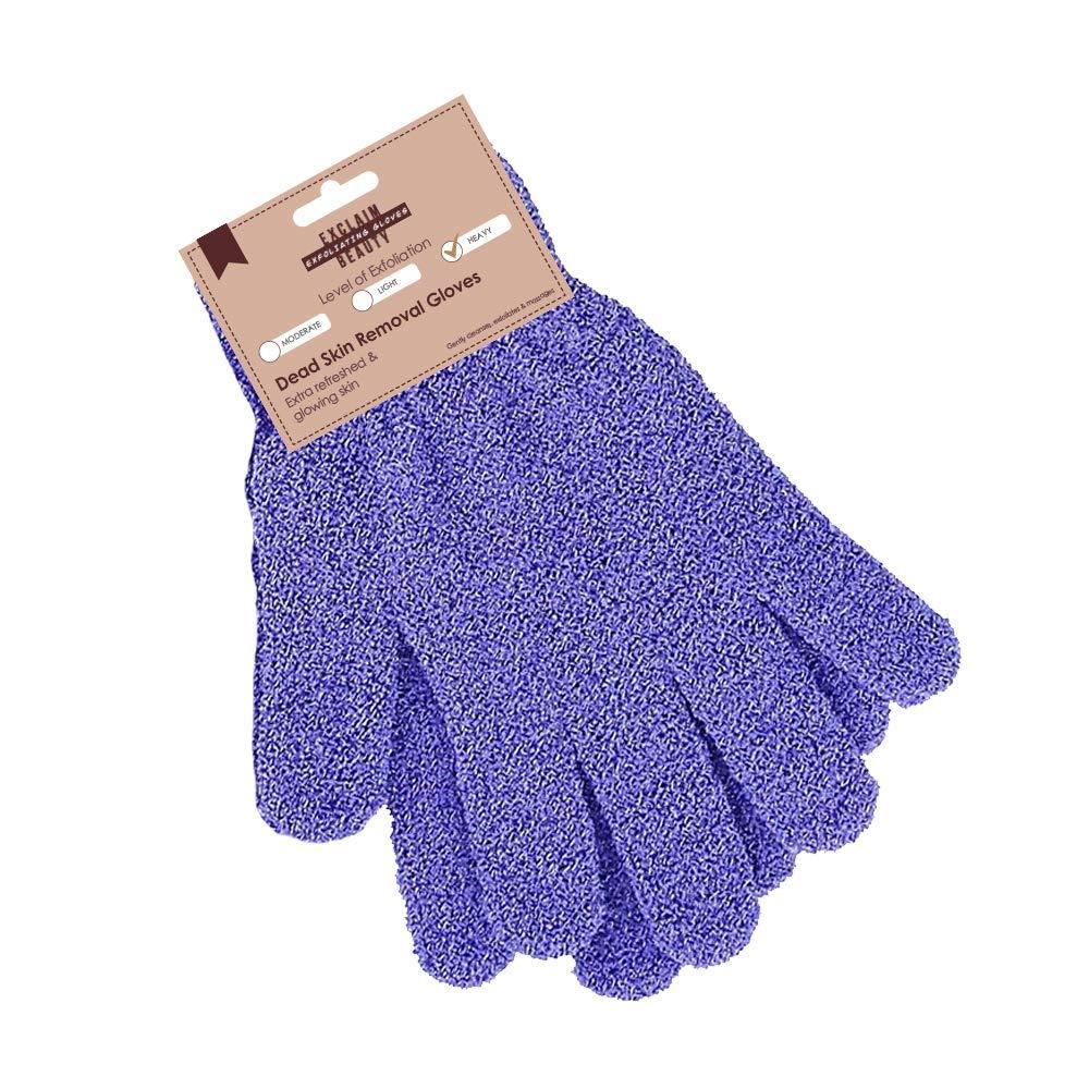 [Australia] - EXCLAIM BEAUTY Exfoliating Gloves Body Scrubber Gloves For Shower, Spa, Massage Shower Gloves Dual Texture Bath Gloves | Dead Skin Remover With Adjustable Straps 1 Count (Pack of 1) Blue 
