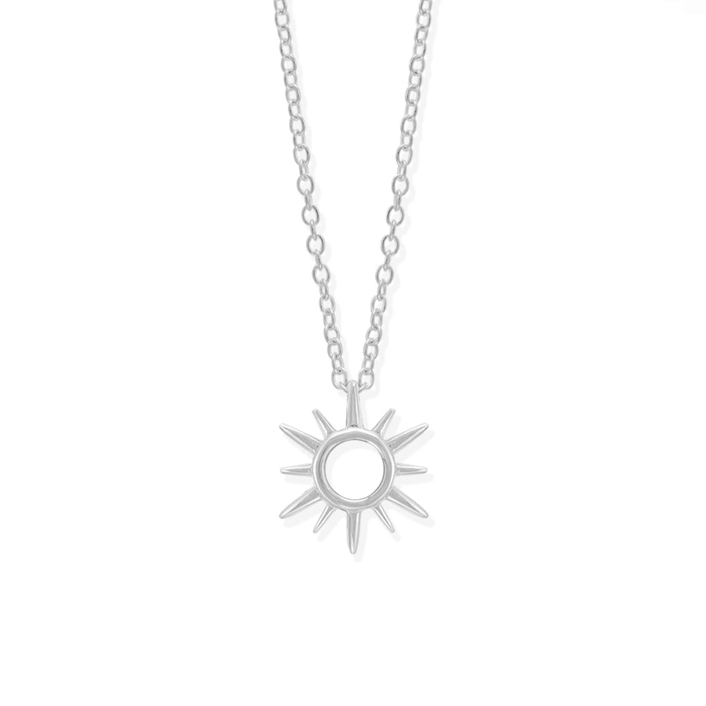 [Australia] - Boma Jewelry Sterling Silver Sunburst Sun Open Circle Necklace, 18 Inches 