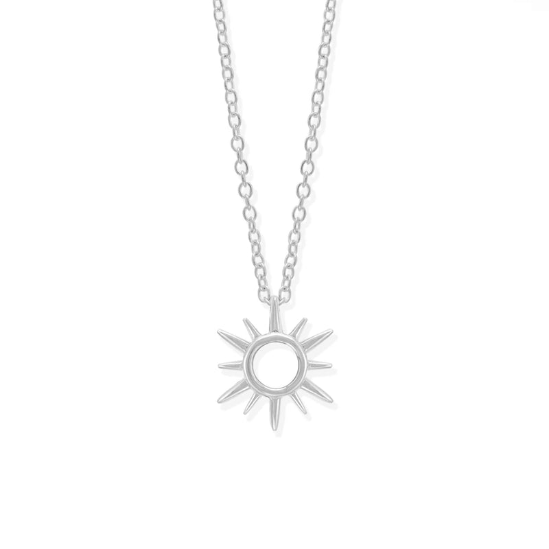 [Australia] - Boma Jewelry Sterling Silver Sunburst Sun Open Circle Necklace, 18 Inches 