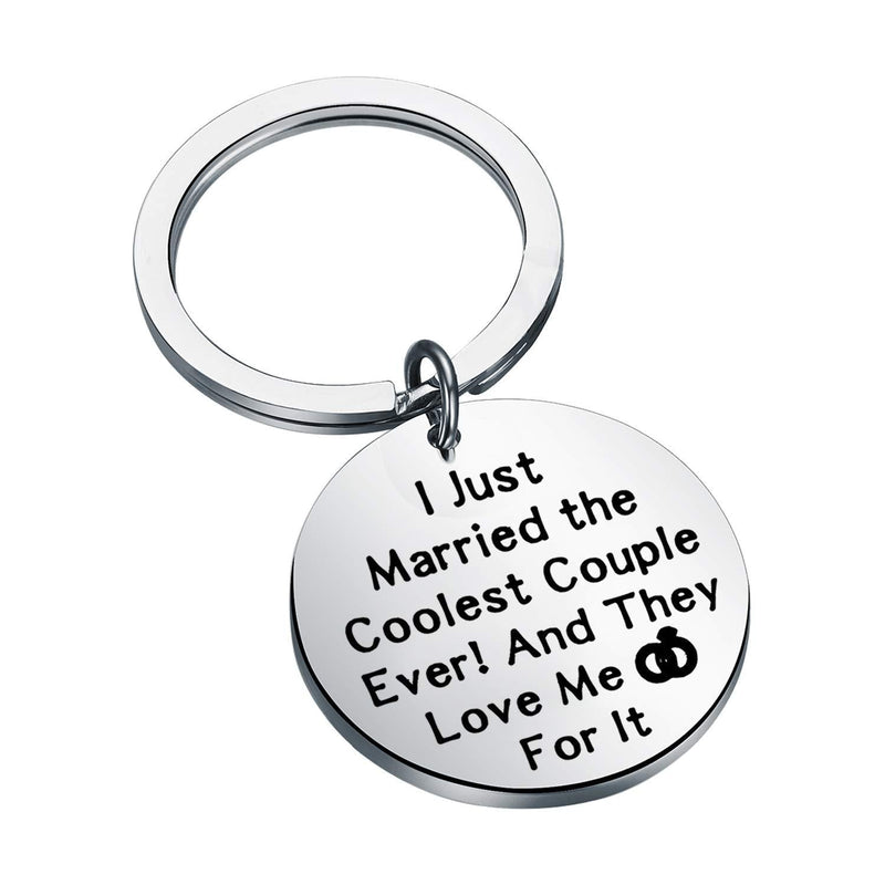 [Australia] - FEELMEM Wedding Planner Gift Wedding Officiant Gift I Just Married The Coolest Couple Ever Keychain Wedding Thank Your Gift for Reverend Preacher Wedding Coordinator silver 