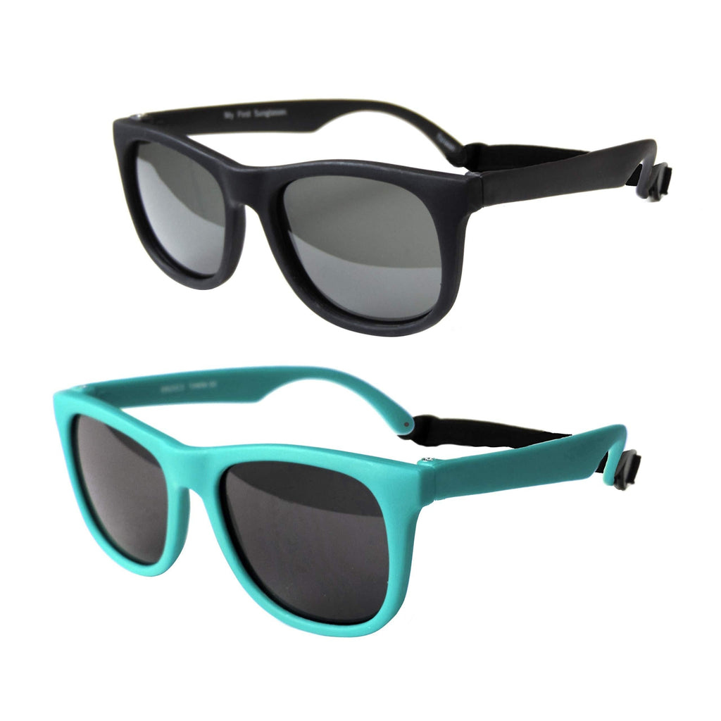 [Australia] - Vintage 2 Pack- Infant, Baby's First Sunglasses for Ages 0-1 Year Black & Teal 