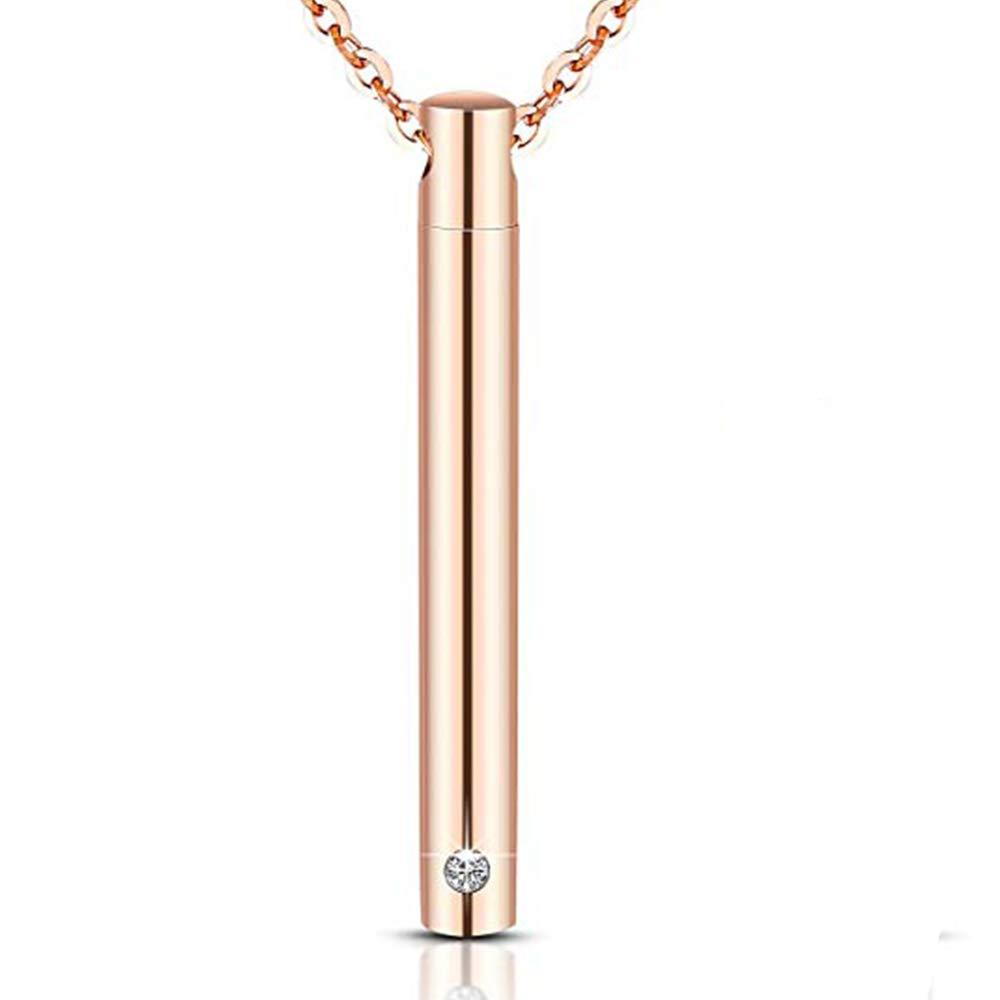 [Australia] - Minilist Bar Cremation Jewelry for Ashes Stainless Steel Urn Necklace for Human Ashes Silver/Rose Gold/Black Rose Gold 