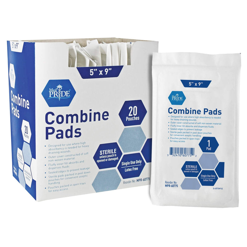 [Australia] - Medpride Sterile Abdominal- ABD Combine Pads| 40-Pack, 5 x 9 Inches| Extra Absorbent & Thick, Individually Wrapped Wound Dressing, First Aid Pads| Surgical-Grade, Nonstick- for Heavy Leakage, Post Op 