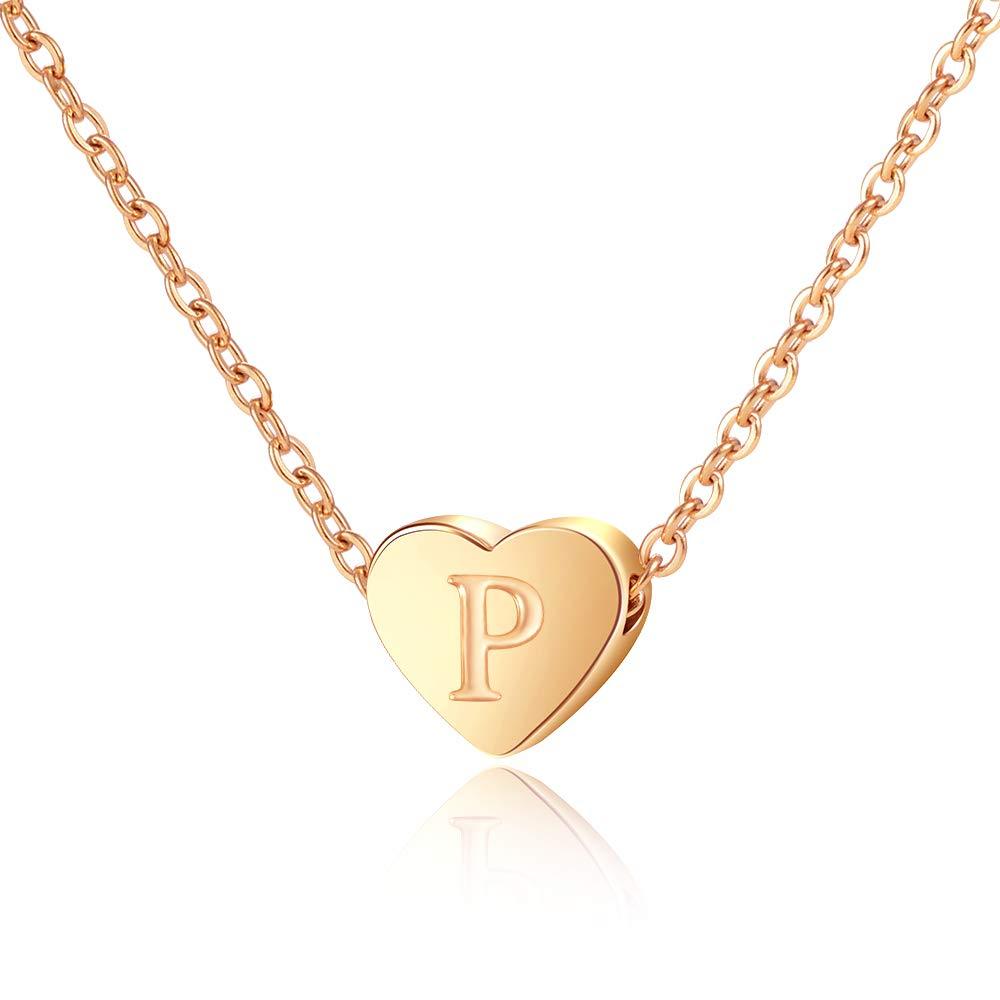 [Australia] - Lanqueen Initial Heart Pendant Monogram Necklace Inspirational Necklaces with GOD All Things are Possible,Matthew 19:26" Christian Gifts for Women Girls Rose Gold-P-Put you in my heart 