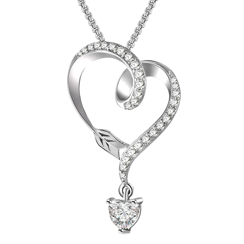 [Australia] - Angelady 925 Sterling Silver Necklace for Women With Heart Cublic Ziron, Infinity Arrow Heart Pendant Necklaces for Girls Girlfriend Wife Anniversary Presents --Luxury Box 