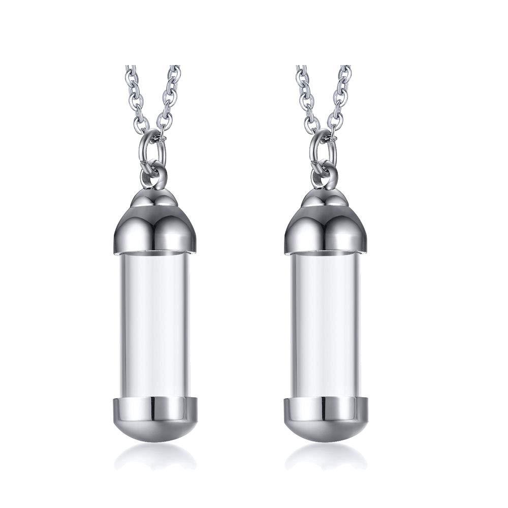 [Australia] - Mealguet Jewlery Stainless Steel Glass Openable Container Vial Tube Urn Keepsake Cremation Ashes Holder Memorial Pendant Necklace,Funnel Kit Included 2* pendants 12*40.5mm pendant 