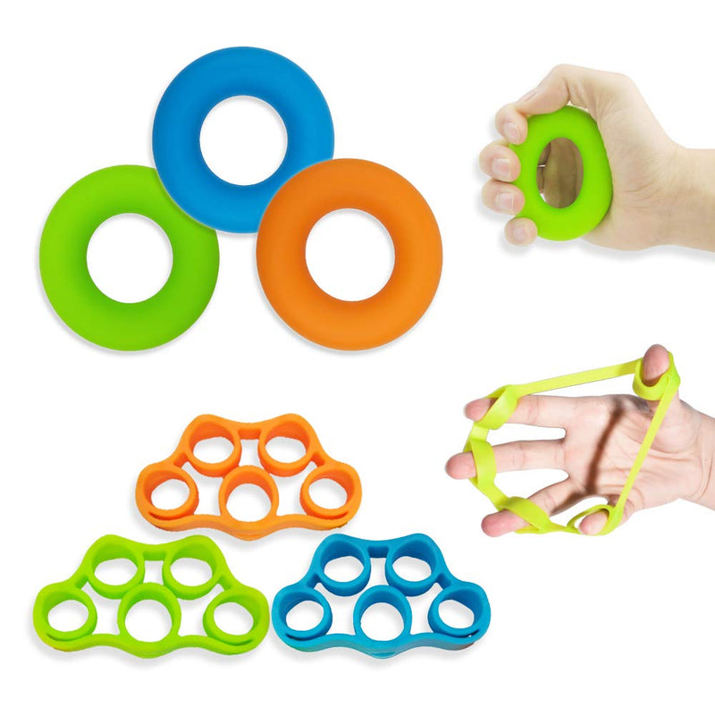 [Australia] - Hand Grip Strengthener, Finger Exerciser, Grip Strength Trainer (6 PCS),New Material,Forearm Grip Workout, Finger Stretcher, Relieve Wrist Pain, Carpal Tunnel (Large) 