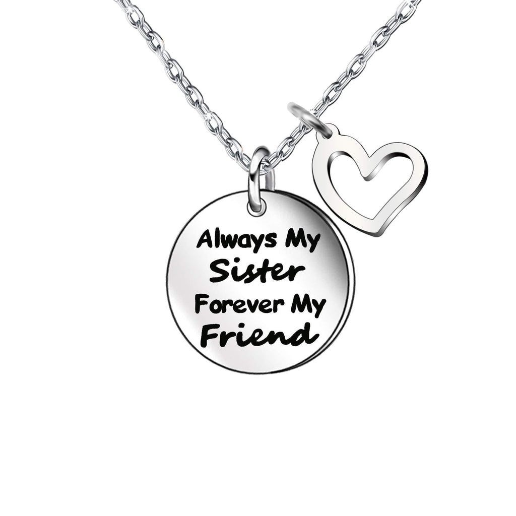 [Australia] - Always My Sister Forever My Friend Women Girl Heart Shape Necklace Family Friendship Gift 