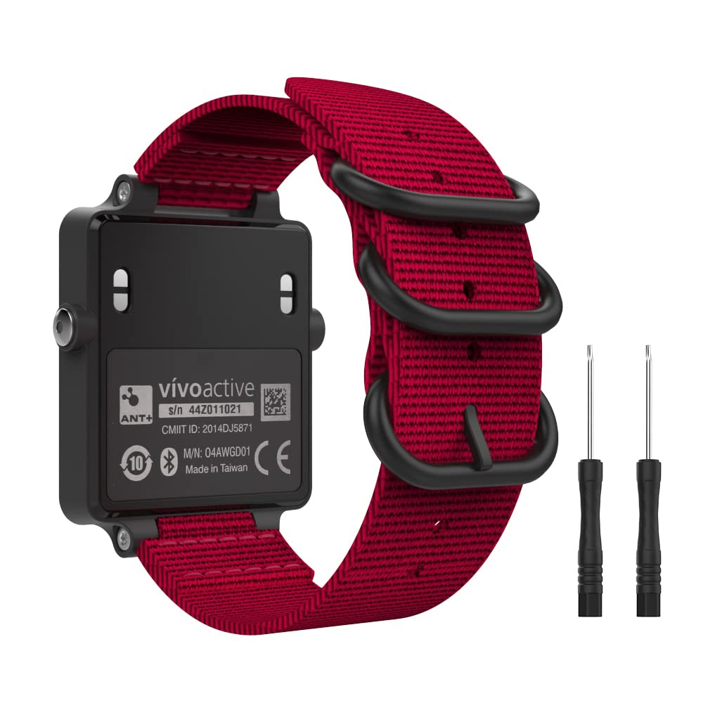 [Australia] - MoKo Watch Band for Garmin Vivoactive Acetate, Fine Woven Nylon Adjustable Replacement Strap for Garmin Vivoactive/Vivoactive Acetate Sports Smart Band Red 