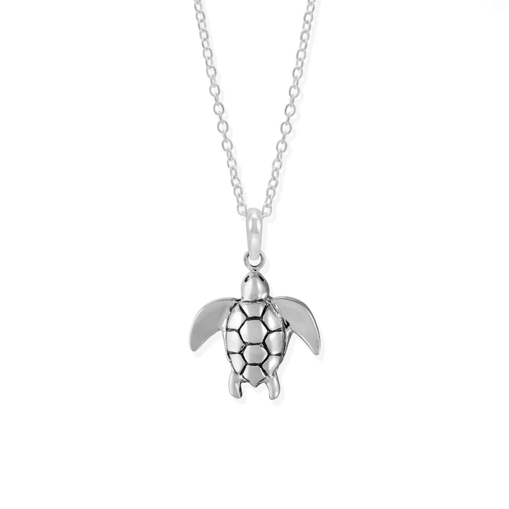 [Australia] - Boma Jewelry Sterling Silver Sea Turtle Animal Pendant Necklace, 18 Inches 