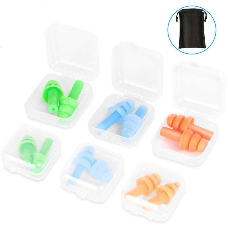 [Australia] - Nnrly 6 Packs Reusable Silicone Ear Plugs, Waterproof Hypoallergenic Noise Reduction Earplugs for Hearing Protection, Suitable for Sleeping,Snoring, Swimming, Concerts, with Storage Bags 