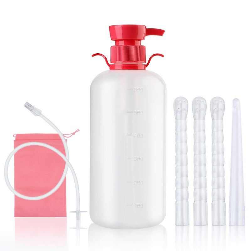 [Australia] - LIVE4COOL Douche Bottle for Women Reusable Vaginal Cleansing System, 600ml/20.3oz Reusable Vaginal Enema Douche, Capacity Cleanser with 4 Nozzles, Storage Bag, Non-Toxic 