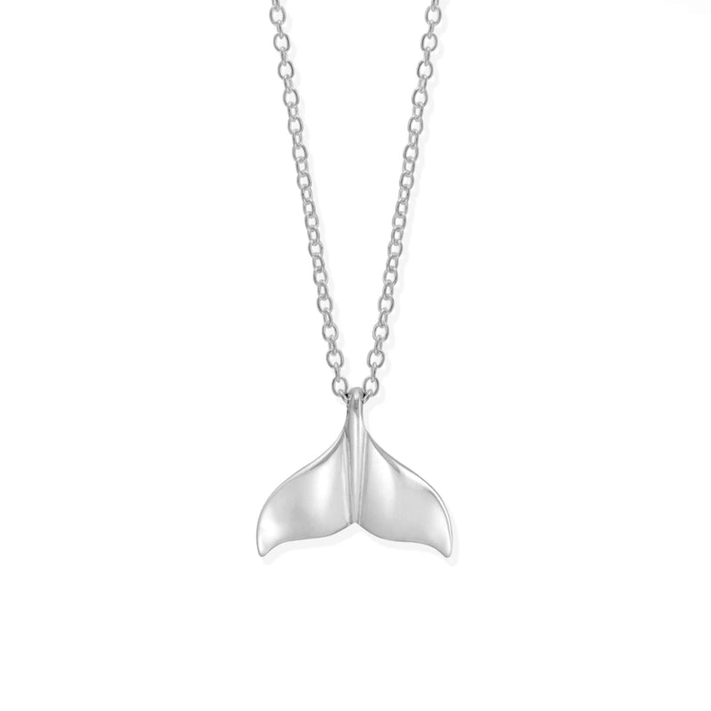 [Australia] - Boma Jewelry Sterling Silver Whale Tail Animal Pendant Necklace, 18 Inches 