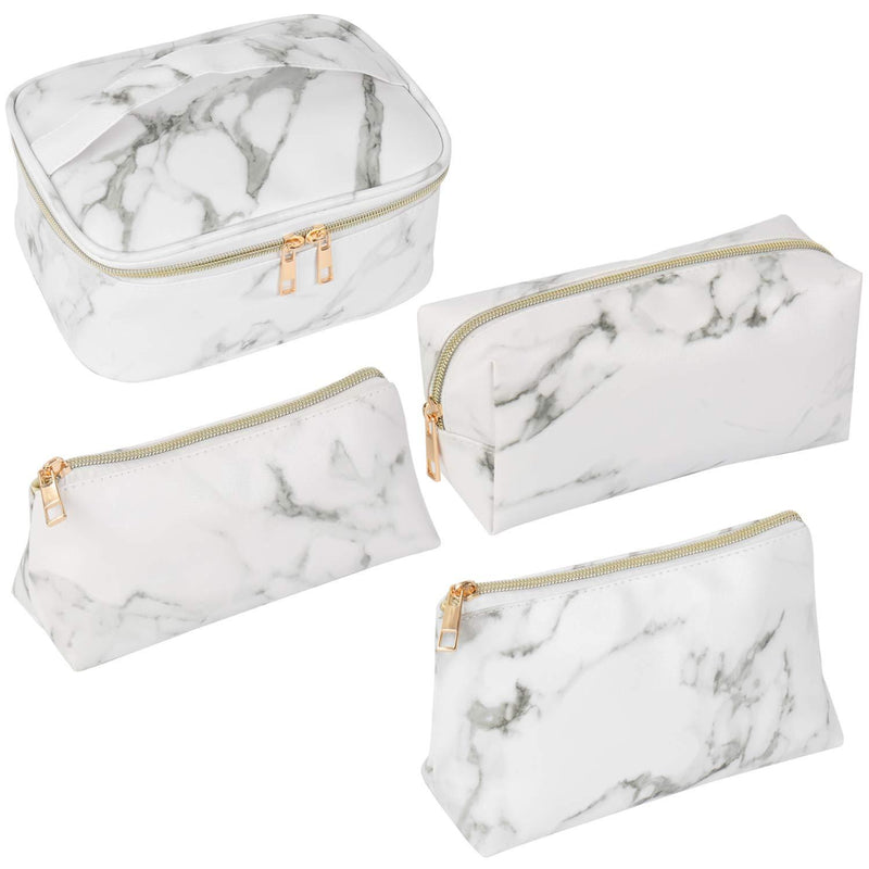 [Australia] - SUBANG 4 Pack Marble Makeup Bag Toiletry Bag Travel Bag Portable Cosmetic Bag Makeup Brushes Bag Waterproof Organizer Bag for Women Girls Men White Marble 