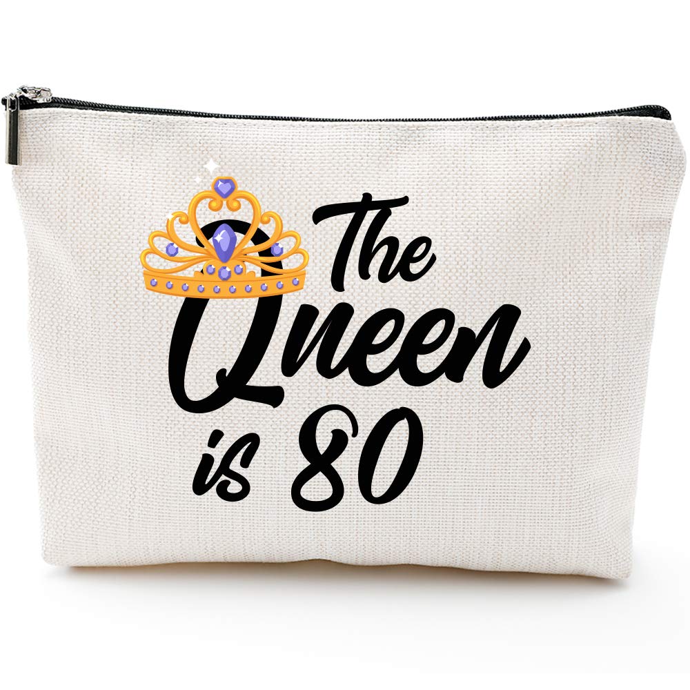 [Australia] - 80th Birthday Gifts for Women,Mom Grandma Wife 80th Birthday Gifts Ideas,Queen 80s, Fun Makeup Bag Gifts 