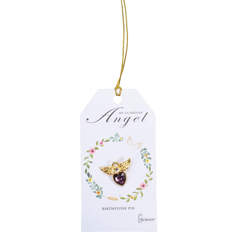 [Australia] - Roman 0.75 inches Angel Birthstone Gold Pin with Card Purple 