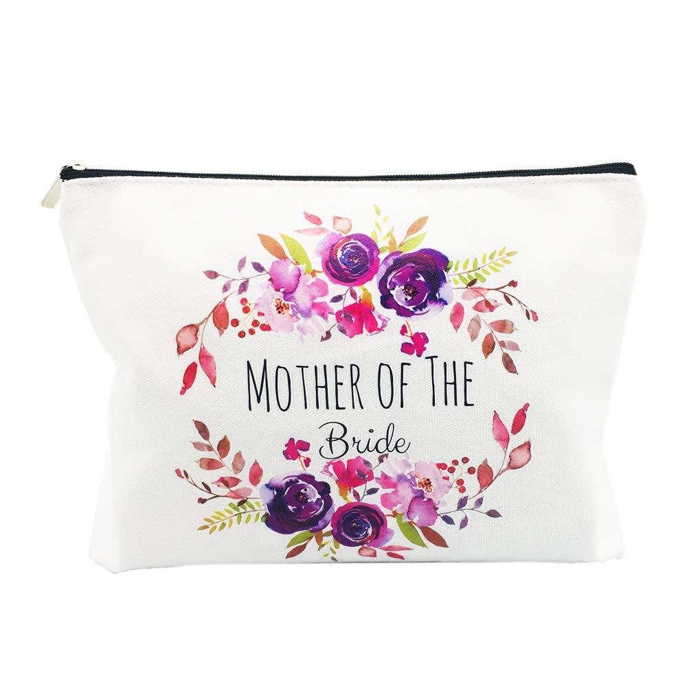 [Australia] - Mother of The Bride Gifts Bridal Party Gifts Wedding Party Gifts Purple Flower Makeup Bag Pouch for Mom from Daughter Mother of The Bride 