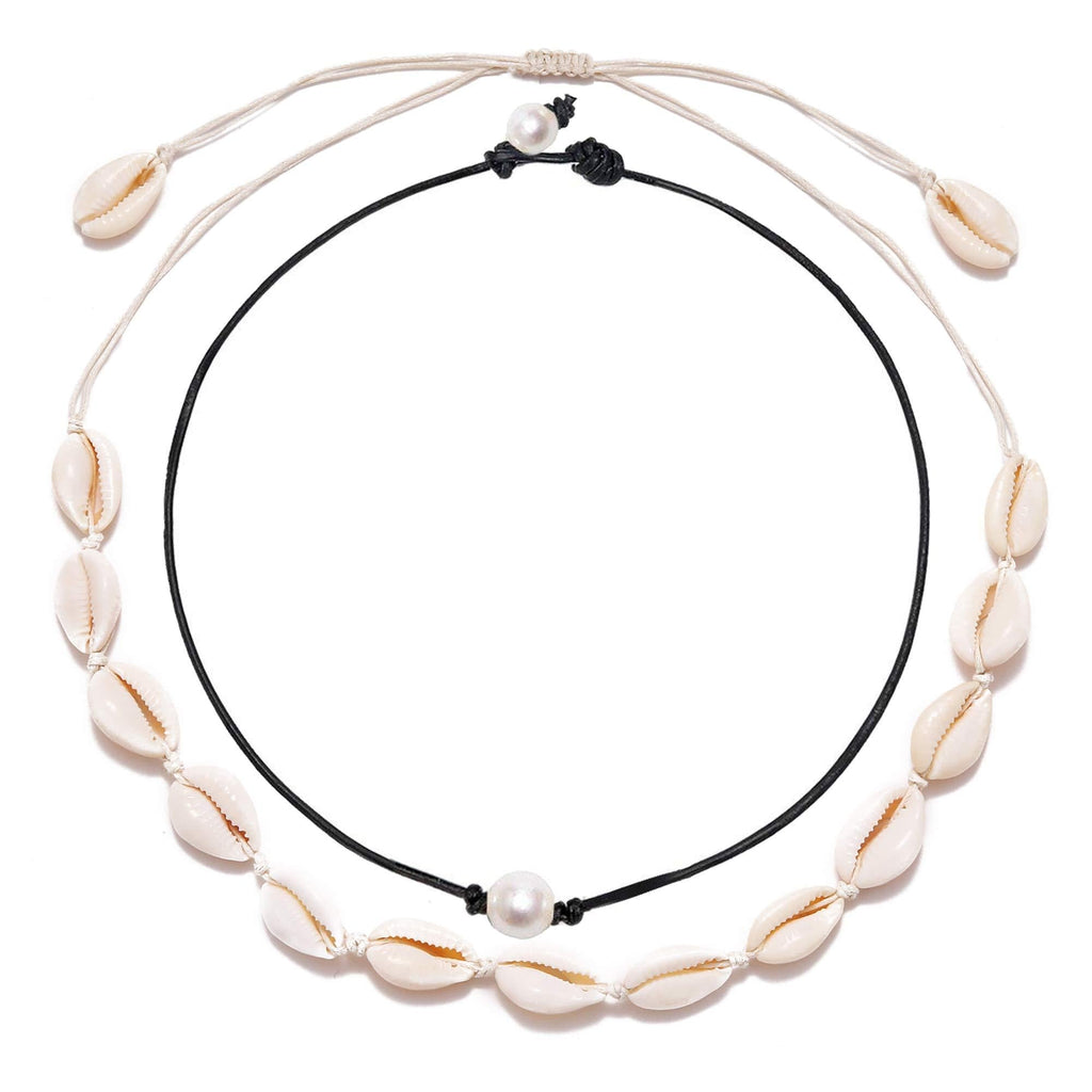 [Australia] - Osemind Puka Shell Necklace Vsco Necklace Shell Pearl Choker Necklace Boho Necklace Beach Jewelry Gift A:WhiteShell 