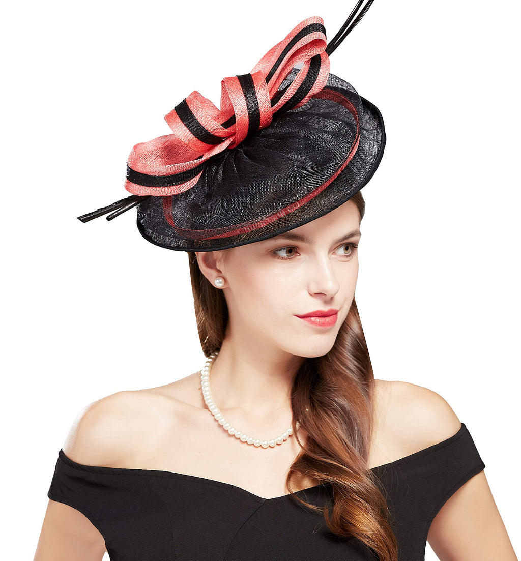 [Australia] - BABEYOND Tea Party Fascinator Kentucky Derby Hat Fascinator Pillbox Hat Headband for Cocktail Watermelon Red 