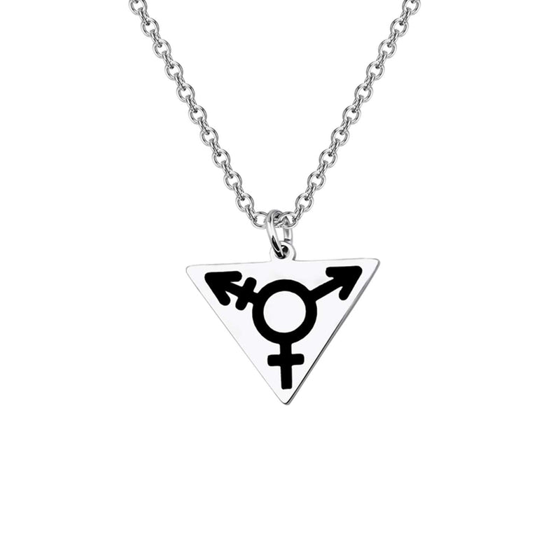[Australia] - MYOSPARK Transgender Symbol LGBT Gay Triangle Pendant Necklace FTM MTF Transgender Pride Jewelry Bisexual Gay Lesbian Gift Transgender Triangle Necklace 
