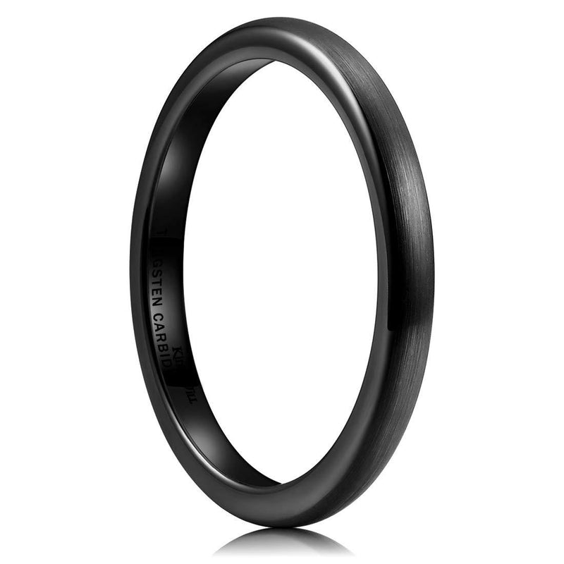 [Australia] - King Will Mens 2mm/4mm/6mm/8mm Black Matte Finish Tungsten Carbide Ring Domed Engagement Wedding Band Comfort Fit 4.5 