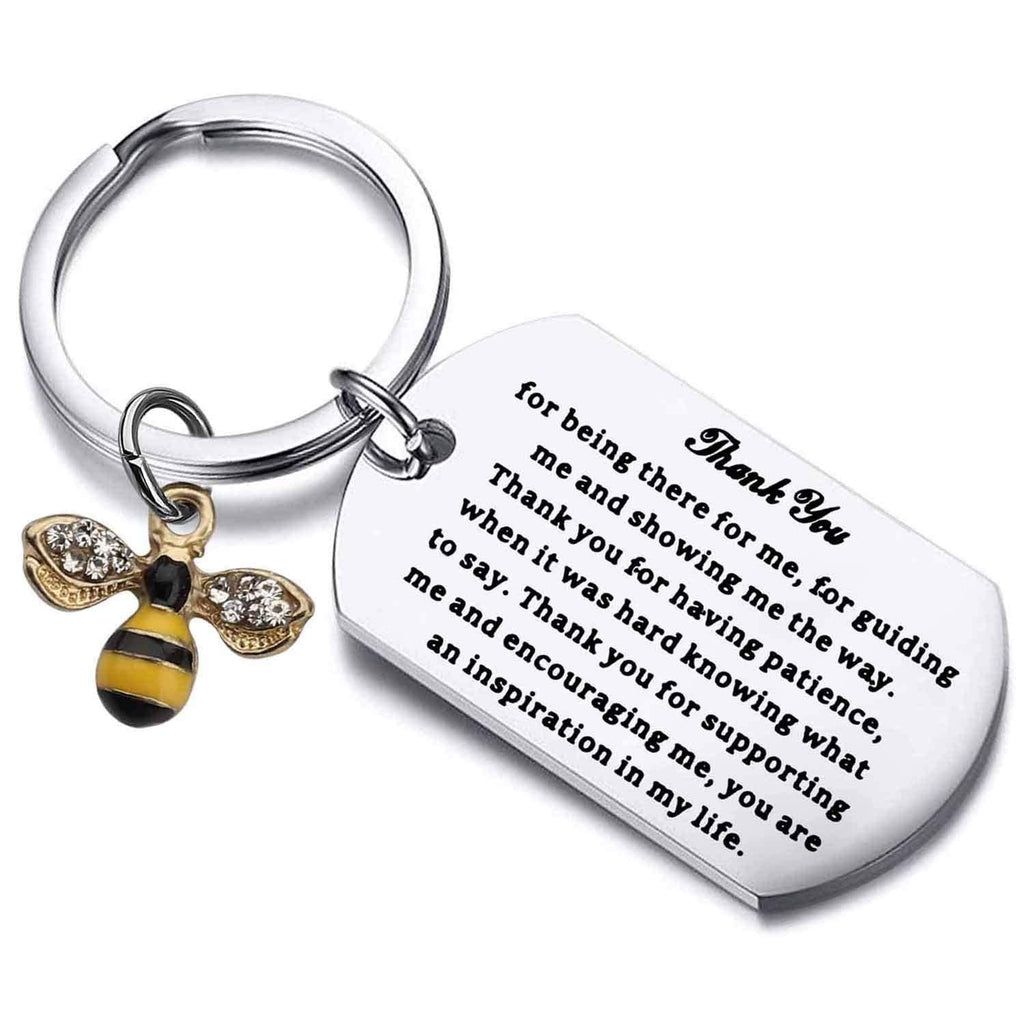 [Australia] - FUSTMW Thank You Gifts Bumble Bee Keychain Appreciation Gifts for Teacher Coach Mentor Guidance Leader Thank You for Being There You are an Inspiration in My Life Thank You Gifts Bee Charm 