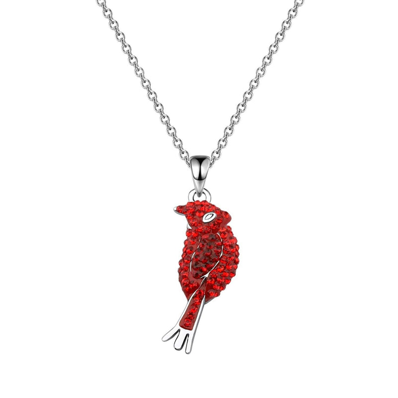 [Australia] - bobauna Cardinal in Heaven Rhinestone Pendant Necklace Red Bird Memorial Jewelry Remembrance Sympathy Gift in Memory of Love One cardinal rhinestone necklace 