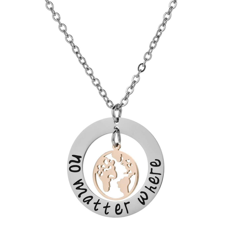 [Australia] - BTF World Map Travel Necklace Long Distance Friendship Necklace No Matter Where Necklace Mother Earth Necklace Best Friend necklace 