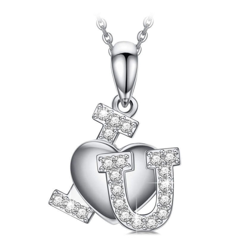 [Australia] - J.NINA ✦I Love You✦ Christmas Necklace Gifts for Women Jewelry Necklace with Crystals from SWAROVSKI Fashion Heart Pendant Necklace Gift for Women with a Luxury Packaging Silver Women Necklace 