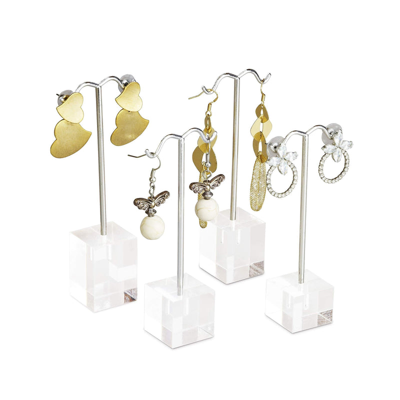 [Australia] - MOOCA 4 Pcs Set Acrylic Earring Display Stand Acrylic Earrings Holder, Countertop Earrings Display, T Stand Showcase Jewelry Display, Acrylic Jewelry Earrings Stand 
