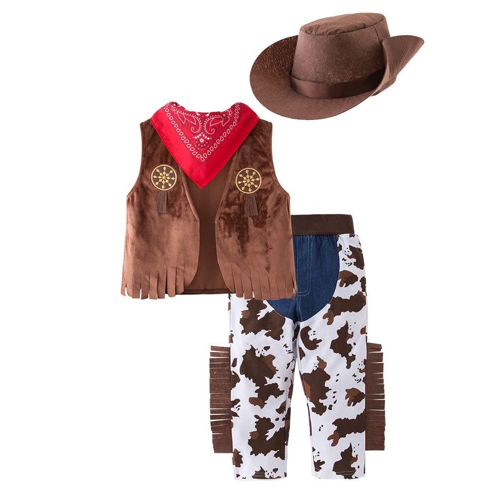 [Australia] - May's Baby Western Cowboy Style Kids Costume Set Cosplay Costume Brown a 18-24 months 
