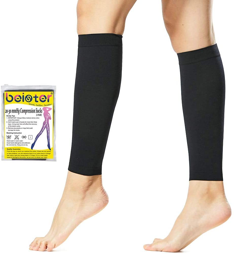PETITE Calf Compression Sleeve 20-30 mmHg BLACK by Doc Miller