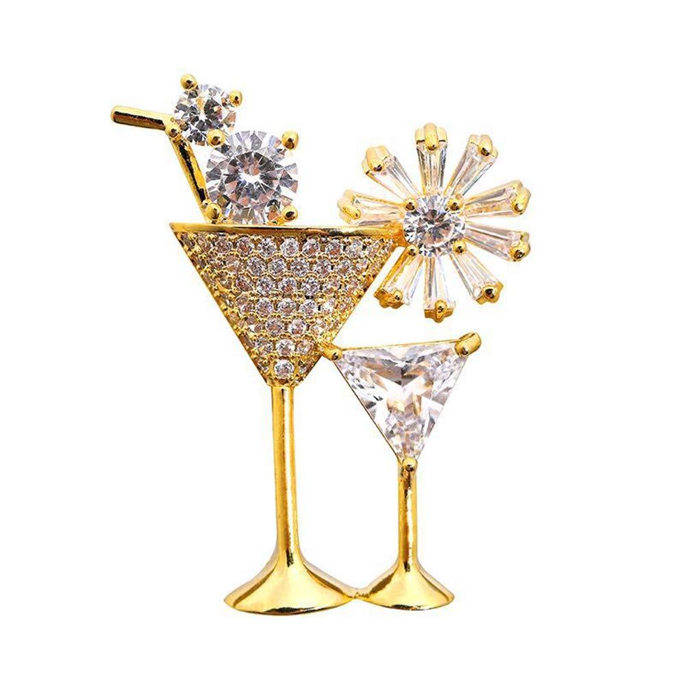 [Australia] - KAMRESH Luxurious Exquisite Cocktail Brooch Wedding Social Contact Pin Gold Silver Alloy Plus Rhinestone for Women Men 