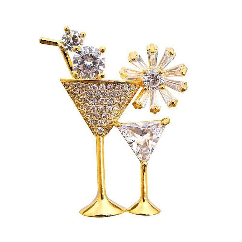 [Australia] - KAMRESH Luxurious Exquisite Cocktail Brooch Wedding Social Contact Pin Gold Silver Alloy Plus Rhinestone for Women Men 