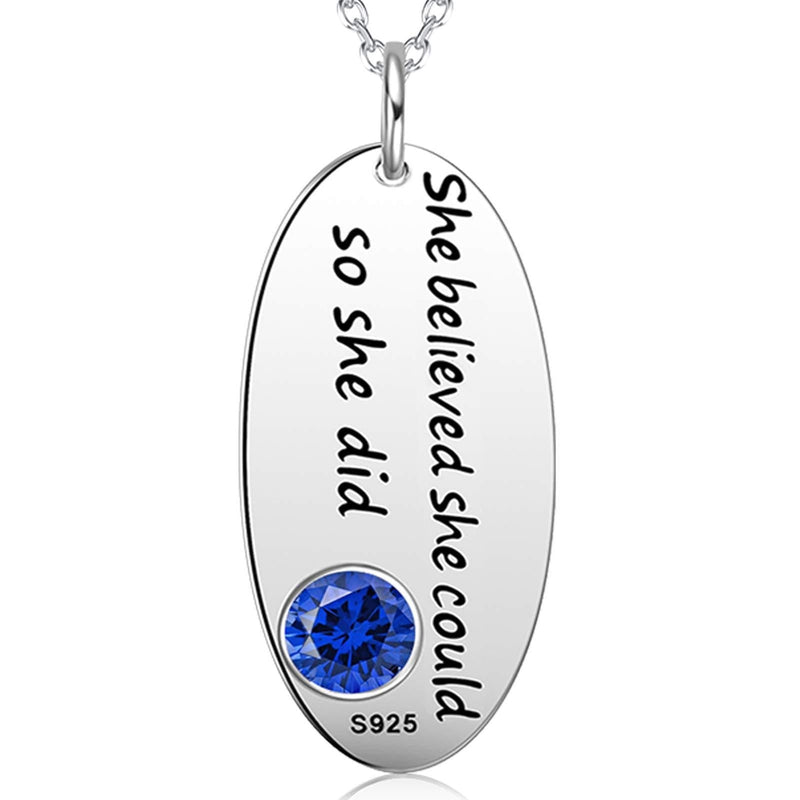 [Australia] - October Birthstone Pink Tourmaline Necklace Birthday Gifts Teen Girls She Believe She Could so She Did Sterling Silver Blue Sapphire Jewelry She Believe She Could so She Did Blue Sapphire Necklace 