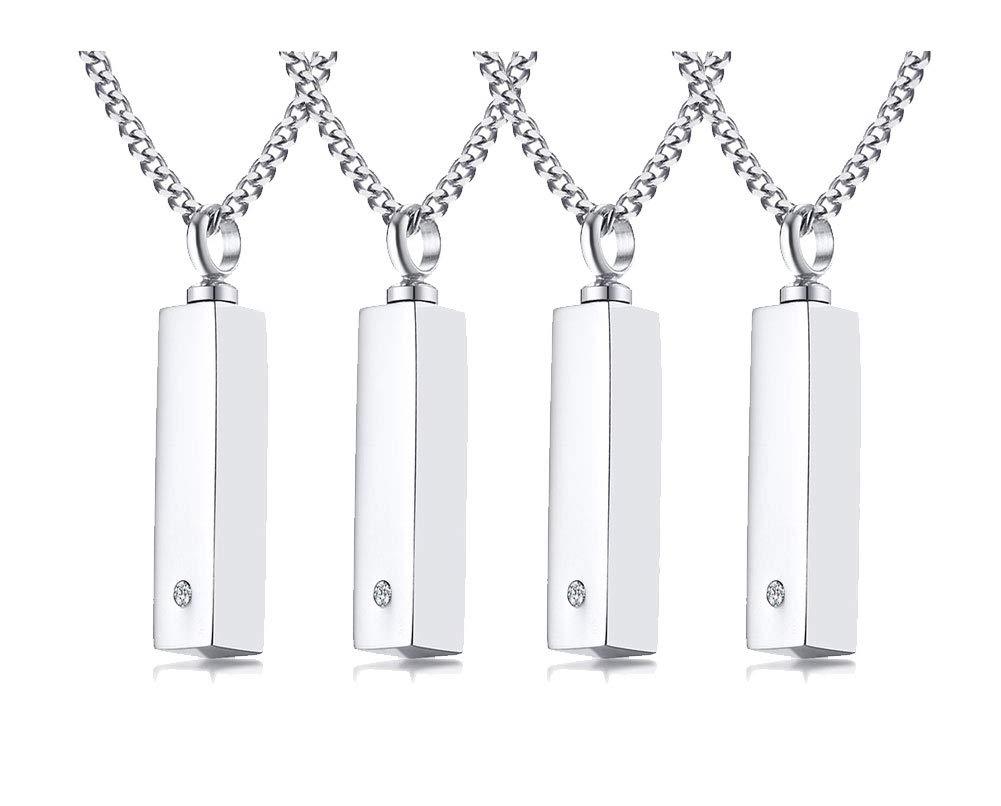 [Australia] - VNOX Cremation Urn Jewelry Customized Rectangle Cube Urn Necklace for Ashes Holder Pendant Keepsake Jewelry Sliver non-engraving-pack of 5 