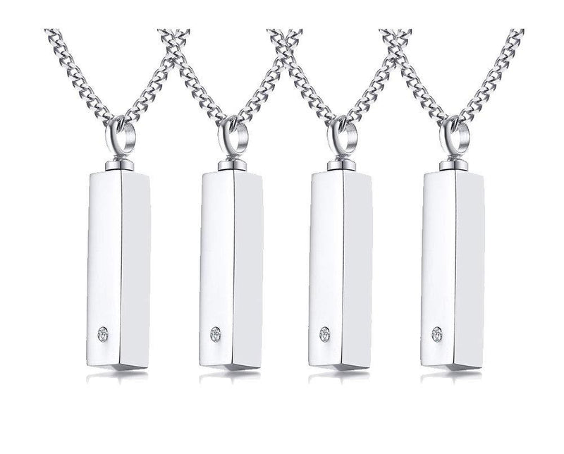 [Australia] - VNOX Cremation Urn Jewelry Customized Rectangle Cube Urn Necklace for Ashes Holder Pendant Keepsake Jewelry Sliver non-engraving-pack of 5 