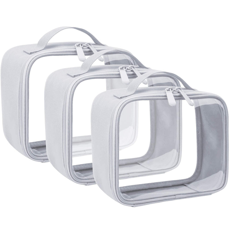 [Australia] - Clear Makeup Bag, Anrui TSA Approved Clear Toiletry bag Waterproof Cosmetic Bag Case Travel Liquids Organizer Carry On Luggage for Women Men Grey 3 Pack (Same Size) 2 - grey 