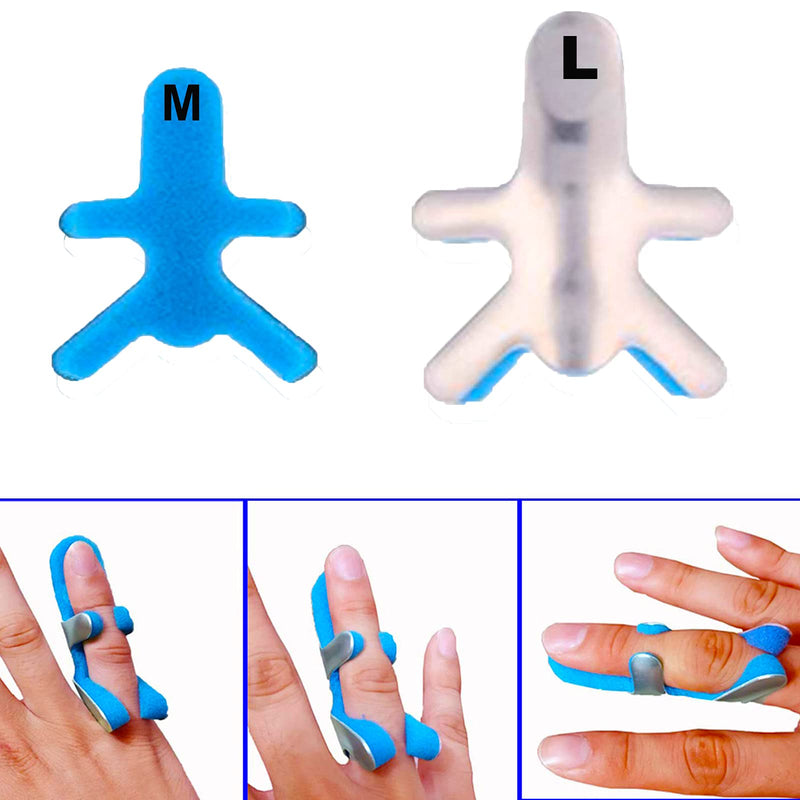 [Australia] - 2 Size Trigger Finger Splint Frog Type Finger Brace, Finger Knuckle Immobilization, Mallet Broken Fingers Protector Aluminum Fold Over 