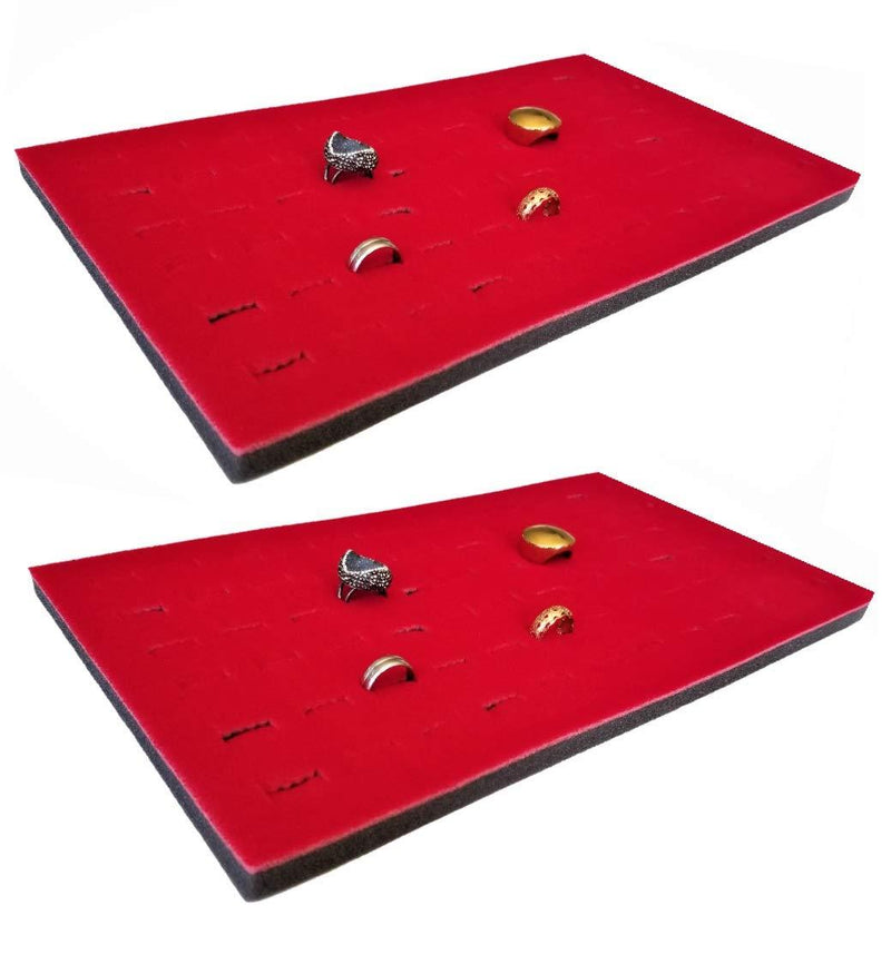 [Australia] - 2 Piece 72 Slot Red Jewelry Travel Ring Inserts Display Pads Red Foam 