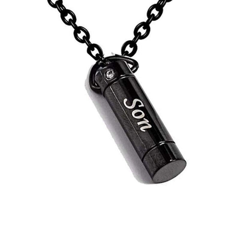 [Australia] - MEMORIALU Black Cylinder Urn Necklaces for Ashes Cremation Jewelry Keepsake Memorial Pendant Son 