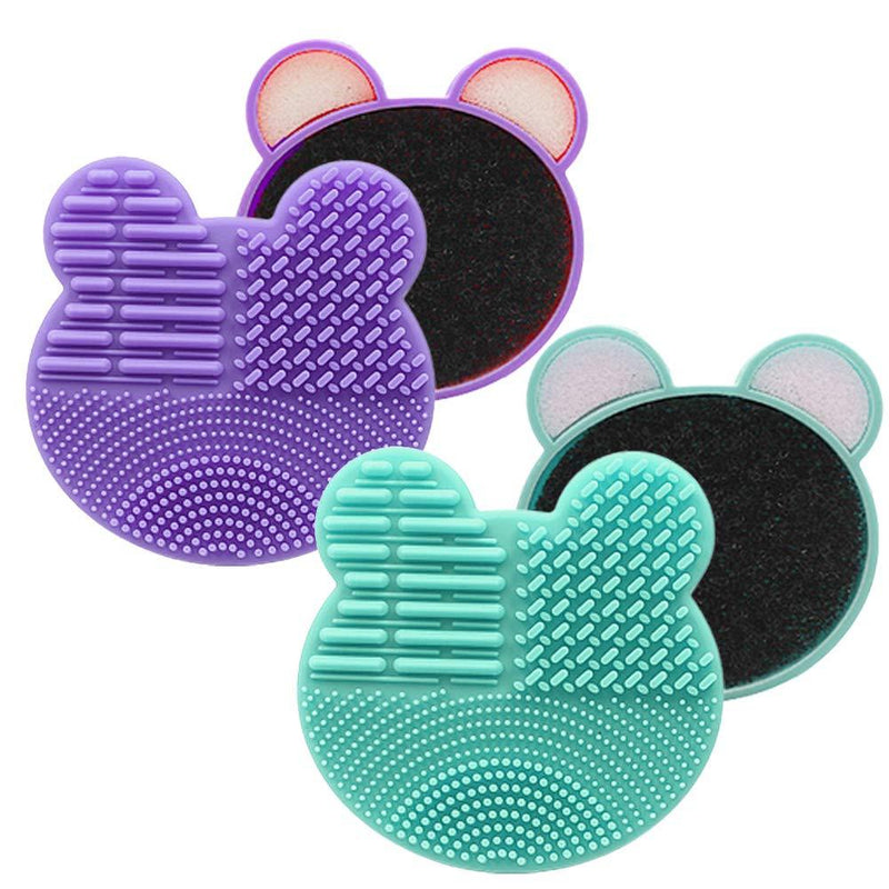 [Australia] - 2-Pack Color Removal Sponge, 2 in 1 Dry Makeup Brush Quick Cleaner Sponge - Brush Cleaning Pad Mat - Portable for Travel (Purple+Mint Green) Purple+Mint Green 