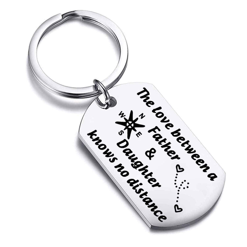 [Australia] - Father Daughter Long Distance Keychain Set Gifts The Love Between Father and Daughter Knows No Distance Keyring Gift for Dad Dog Tog Keychain 