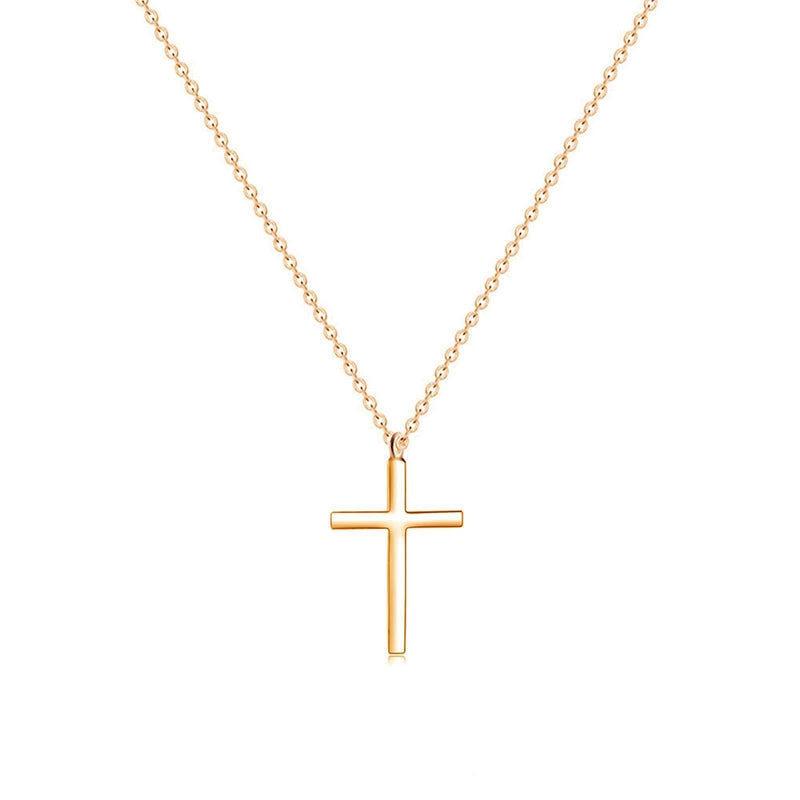 [Australia] - Cross Pendant Necklace for Women 18K Gold Plated Stainless Steel Tiny Cross Necklace Simple Christian Religious Necklace for Girls Rose Gold 